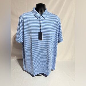 Maelreg, Blue striped performance polo.